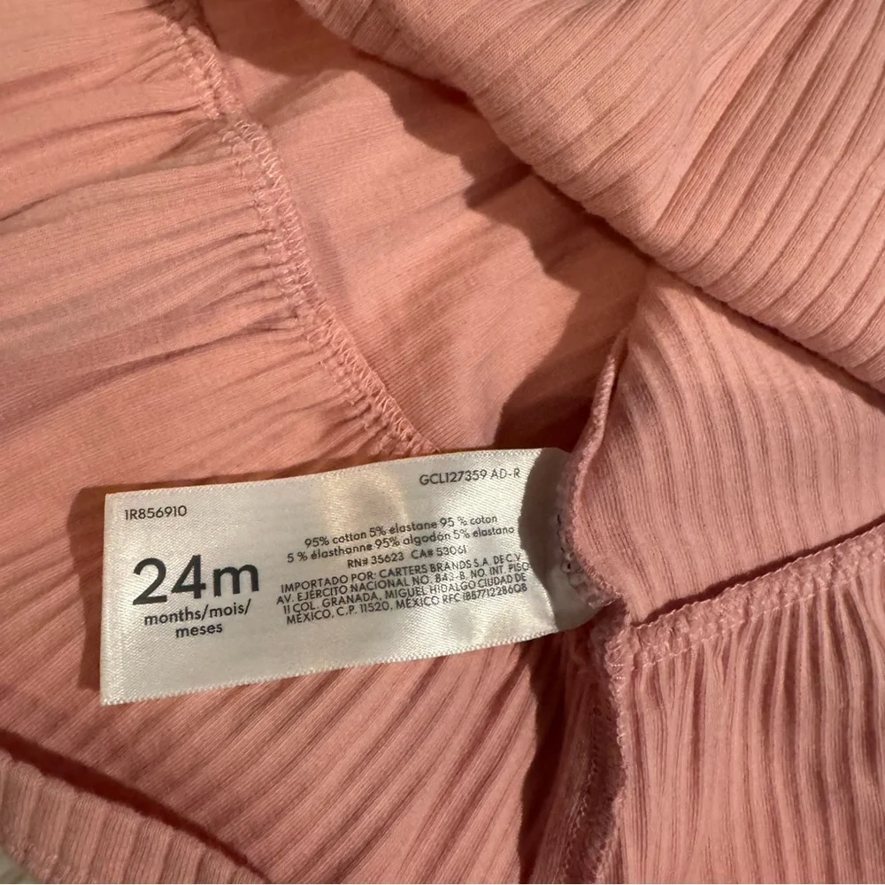 Carter’s‎ Girls 24M Pink Gray Ribbed Peplum Long Sleeve Tops 2pc Bundle